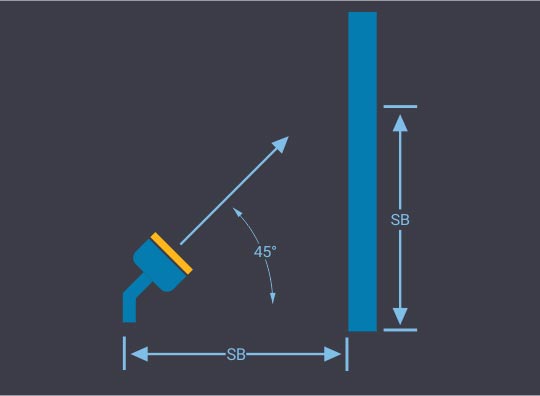 light pointing at 45 degree angle towards object