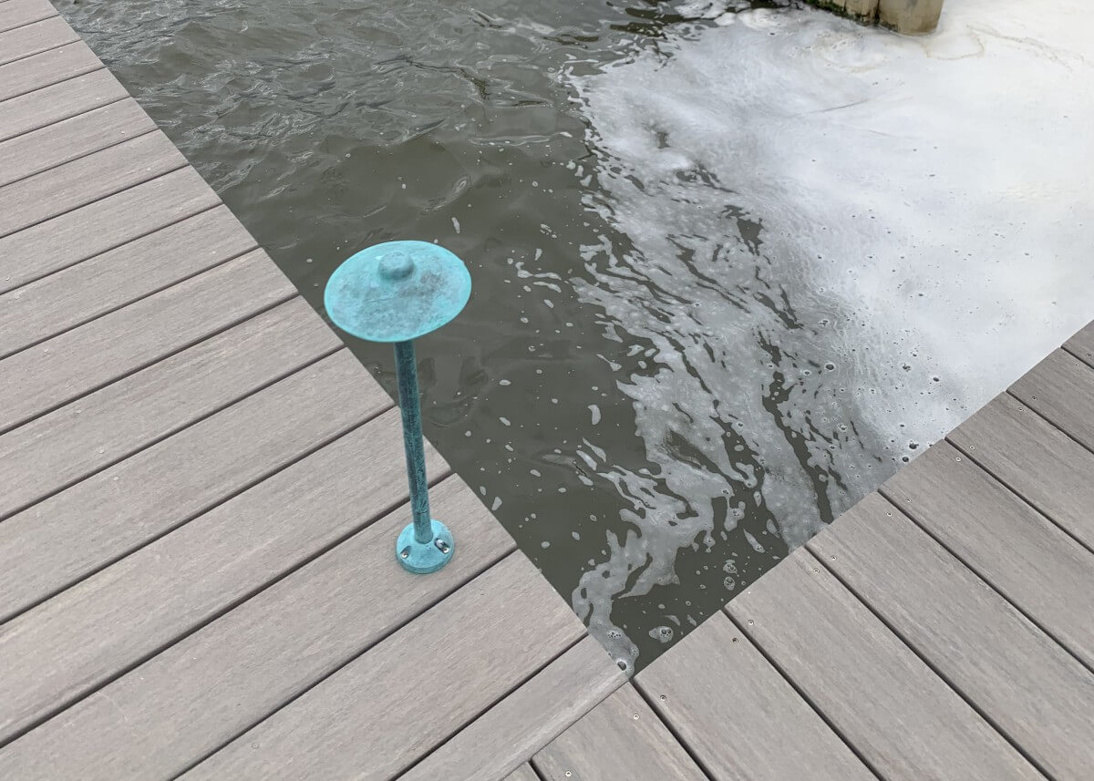 older dock light that has a patina effect